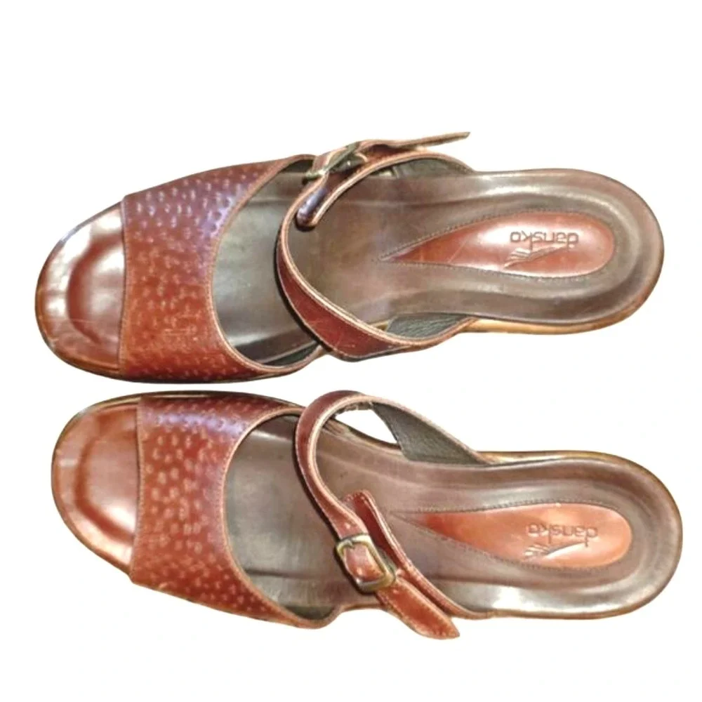 Dansko Annabel Leather platform slide sz US 9.5 EU 40 in Brown‎